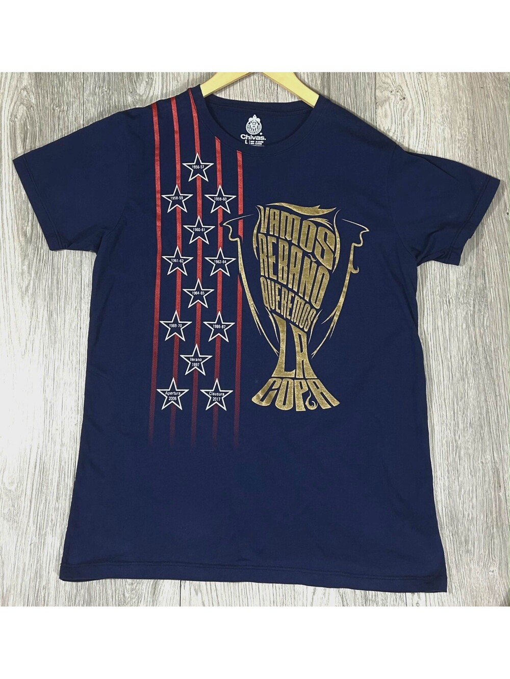 Chivas Guadalajara Queremos La Copa T Shirt Mens Large Navy Soccer Mexico #14